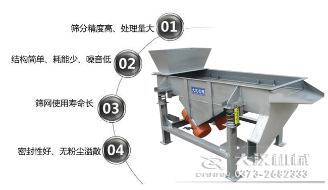 1016型直線振動(dòng)篩特點(diǎn)：1，篩分精度高，處理量大。2，結(jié)構(gòu)簡(jiǎn)單，耗能少，噪音低，3，篩網(wǎng)使用壽命長(zhǎng)，密封性好無(wú)粉塵溢散。